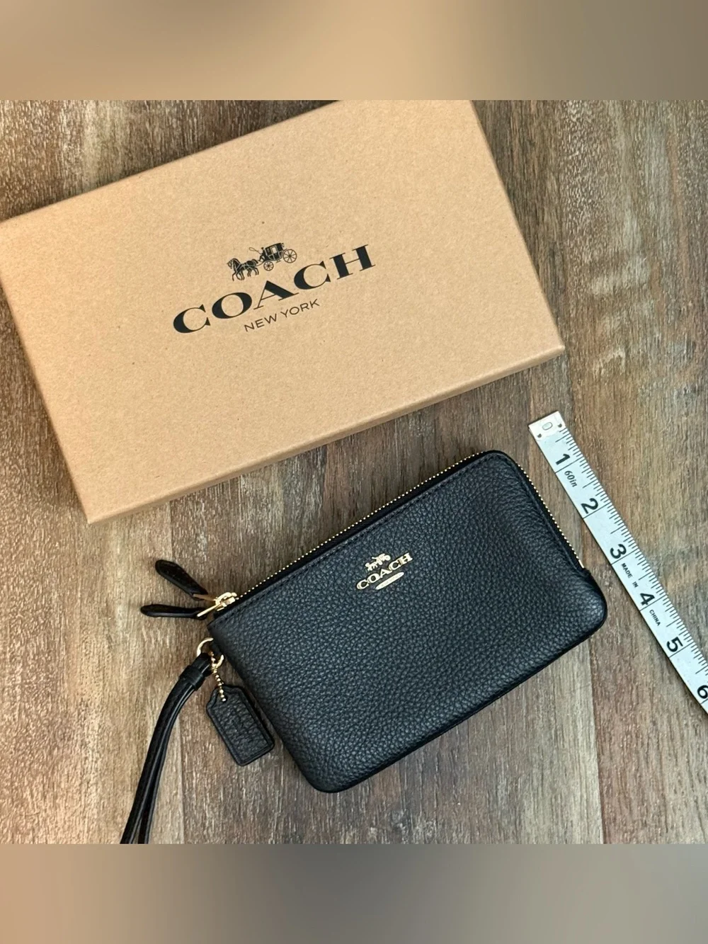 Coach Pebbled Leather Double Zip Wristlet